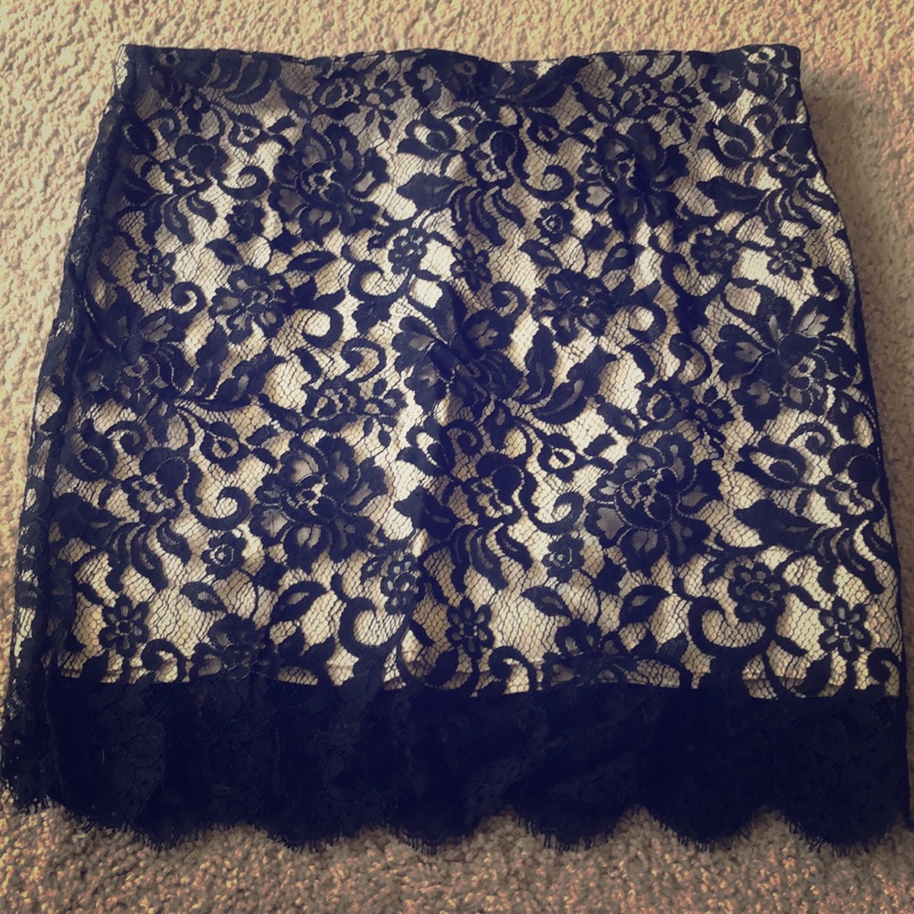 Cream Skirt with Black Lace
